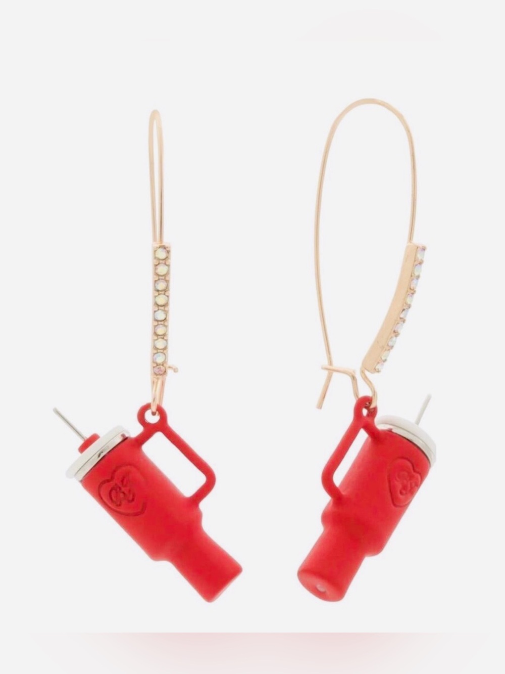 NWT Betsey Johnson Red Novelty Tumbler Drop Earrings - Women Jewelry